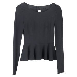 Stella Mccartney Long-Sleeve Peplum Top in Black Polyester